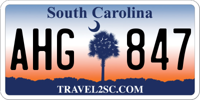 SC license plate AHG847