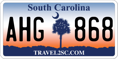 SC license plate AHG868