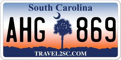 SC license plate AHG869