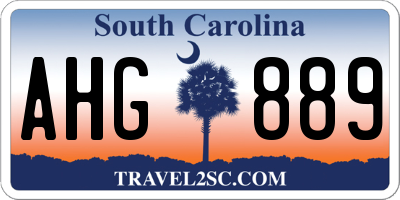 SC license plate AHG889