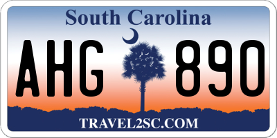 SC license plate AHG890