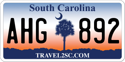 SC license plate AHG892