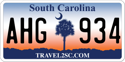 SC license plate AHG934
