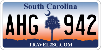 SC license plate AHG942