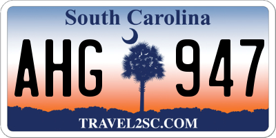 SC license plate AHG947