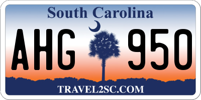 SC license plate AHG950