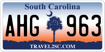 SC license plate AHG963