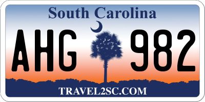 SC license plate AHG982