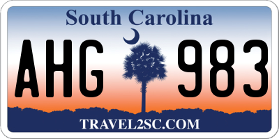 SC license plate AHG983