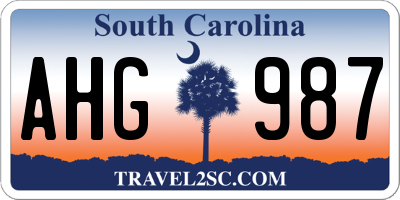SC license plate AHG987