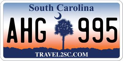 SC license plate AHG995