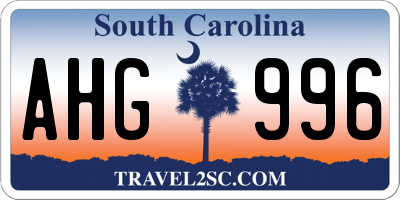 SC license plate AHG996