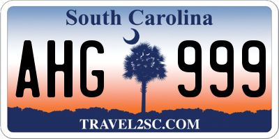 SC license plate AHG999