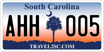 SC license plate AHH005