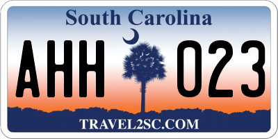 SC license plate AHH023