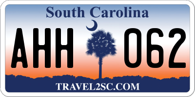 SC license plate AHH062