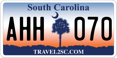 SC license plate AHH070