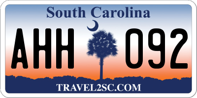 SC license plate AHH092