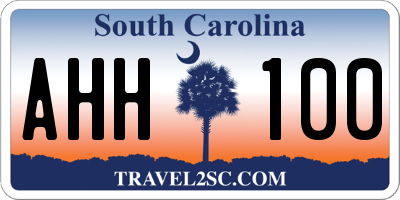 SC license plate AHH100