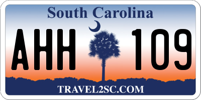 SC license plate AHH109