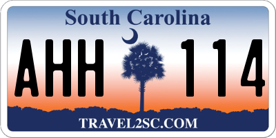 SC license plate AHH114