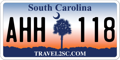 SC license plate AHH118