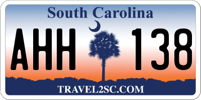 SC license plate AHH138