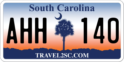 SC license plate AHH140