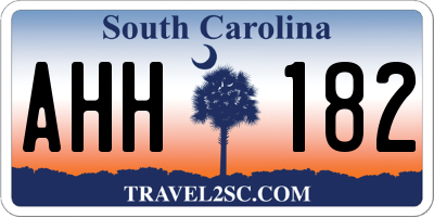 SC license plate AHH182