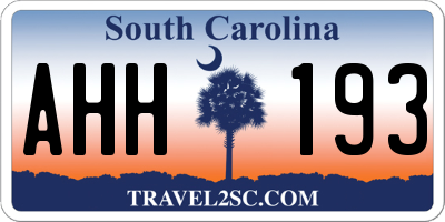 SC license plate AHH193