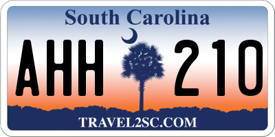 SC license plate AHH210