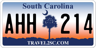 SC license plate AHH214