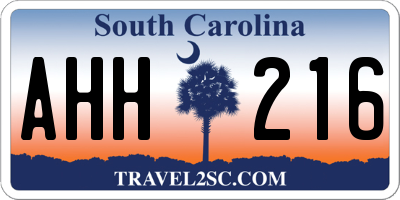 SC license plate AHH216