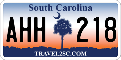 SC license plate AHH218