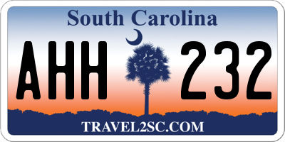 SC license plate AHH232