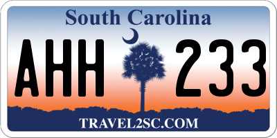 SC license plate AHH233