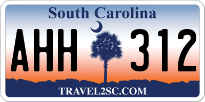 SC license plate AHH312