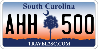 SC license plate AHH500
