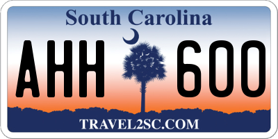 SC license plate AHH600