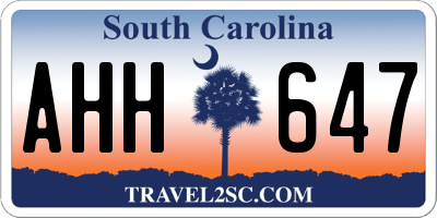 SC license plate AHH647