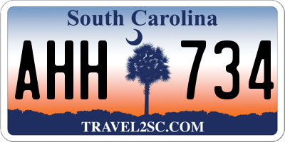 SC license plate AHH734