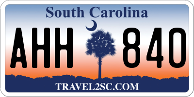 SC license plate AHH840