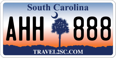 SC license plate AHH888
