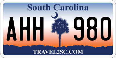 SC license plate AHH980