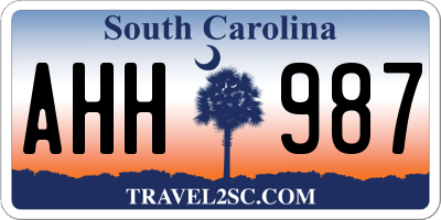 SC license plate AHH987