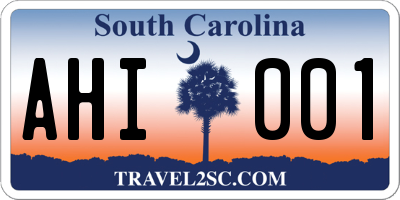 SC license plate AHI001
