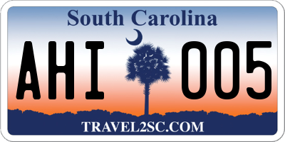 SC license plate AHI005