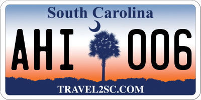 SC license plate AHI006