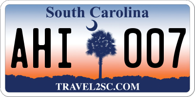 SC license plate AHI007