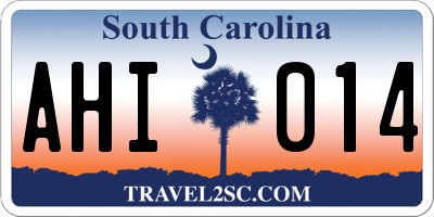 SC license plate AHI014